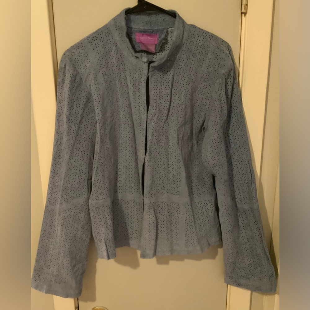 Suzanne Sommers Perforated Genuine Leather Jacket Size Medium